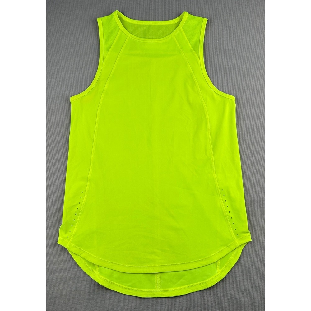 Lululemon Sculpt Tank Top Neon Yellow Lime Green Mesh Training Vest Sz 4